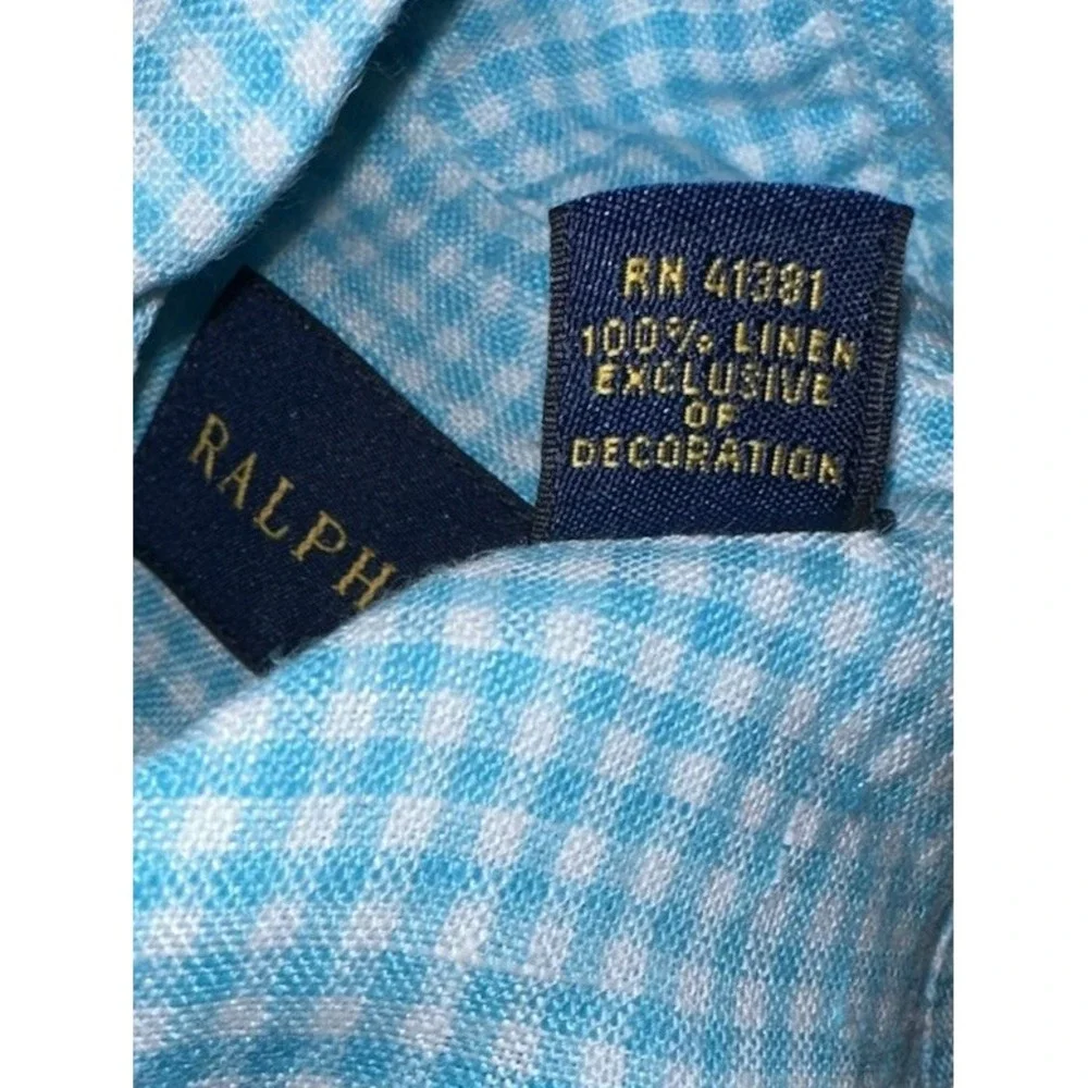 Polo Ralph Lauren Large Light Blue Gingham Check‎ Linen Button Down Short Sleeve